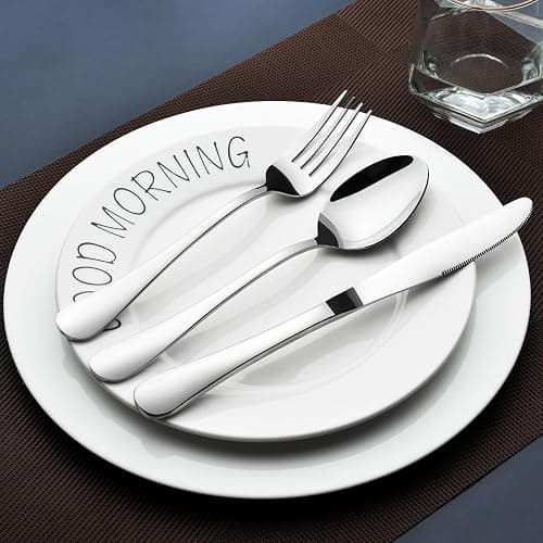 Silverware Set for 8, 40 Piece Heavy Duty Stainless Steel Flatware Utensils Cutlery Set Including Steak Knife Fork and Spoon, Dishwasher Safe, Gift Package for Wedding Housewarming thumbnail 8
