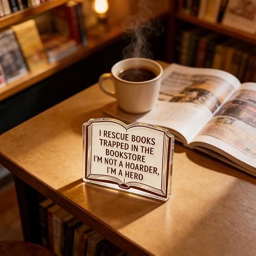 Book Counter Sign Book Lover Gifts for Women Men Acrylic Decorations Plaque | Bookish Gifts Decor for Home Bedroom Study Room Bookshelf Library Books Themed Gift Birthday Christmas Decoration for Friends thumbnail 5