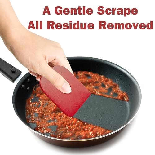Pan Scraper, 5 Pcs Pot Scraper Plastic, Pot Scraper Non Scratch for Cast Iron, Pot and Pan Cleaning, Sturdy Scraper Kitchen Tool, Red thumbnail 4