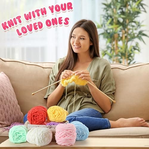 Buryeah 8 Pack Chunky Chenille Yarn for Crocheting Soft Thick Fluffy Yarn for Hand Knitting Bulky Velvet Blanket Plush for Weaving DIY Crafts Each 3.5 oz 55 Yards (Candy Colors) thumbnail 5