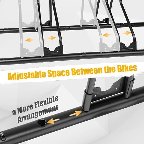 CyclingDeal Bicycle Floor Parking Rack Stand - for Mountain MTB Road Bike - Indoor Home Garage Storage - Adjustable for 2 Fat Bikes thumbnail 5