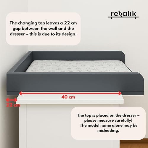 regalik Changing Top for IKEA Kullen, Changing Table Topper for 40 cm Dressers, Removable Changing Unit, Rounded Front Panels, Oak, 72cm x 54cm thumbnail 5