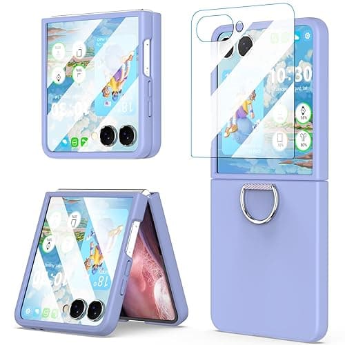 DAKORIE for Samsung Galaxy Z Flip 7 Case with Screen Protector Ring Shockproof Protective Cover Flip Z 7 Phone Case for Galaxy Z Flip 7 5G 2025 - Purple - Z Flip 7 - Purple