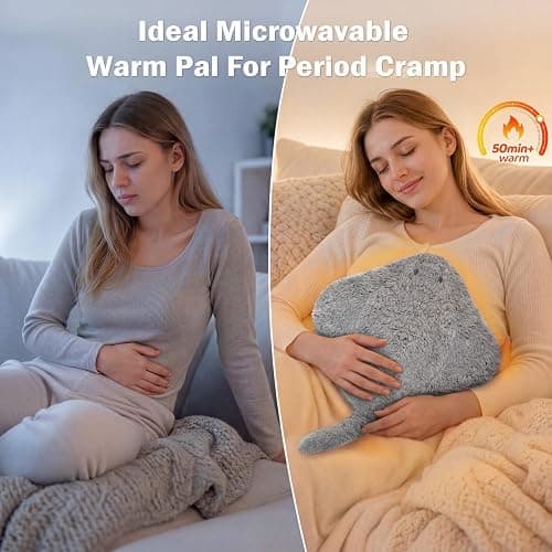 Mewaii Microwavable Stuffed Animal Stingray Plush, for Period Cramps, 10in | 50 Min Long-Lasting Warmth, Heatable & Coolable Use, 1.5 lb Weighted Plush Feel, Cozy Gift for Women & Girls thumbnail 2