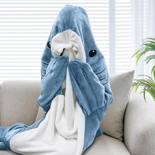 TBGENIUS Shark Blanket Hoodie Onesie for Adults and Kids, Cozy Flannel Shark Sleeping Bag thumbnail 3