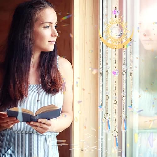 Crystal Suncatcher, Suncatchers for Windows Hanging Indoor Outdoor Prism Rainbow Maker Home Garden Decor for Thanks Giving Valentines's and Mother's Day thumbnail 6