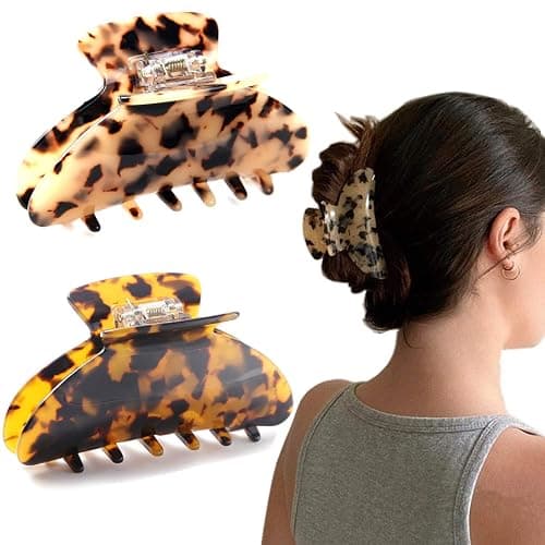 2 Pcs Large Hair Claw Clips Tortoise Shell Big Claw Hair Clips for Thick Hair Strong Hold No Slip Grip Hair Jaw Clips for Women - Image 1