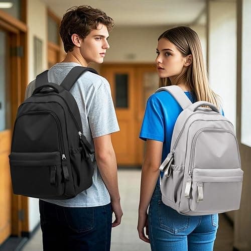 winspansy Small Backpack For School Girls Boys Aesthetic Lightweight Travel Daypack Simple Cute Backpack For Women Men College High School Bookbag Fit 14 Inch Laptop,Rrey Brown thumbnail 2