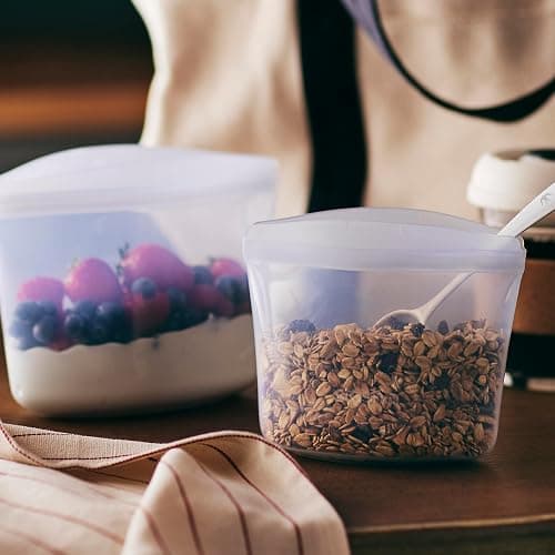 Stasher Premium Silicone Reusable Food Storage Bags, 6-Pack, Clear, Multi-Use Food Storage Bags, Lunch Bag, Travel Containers, BPA Free, Leak-free, Dishwasher-Safe, Eco-friendly thumbnail 3