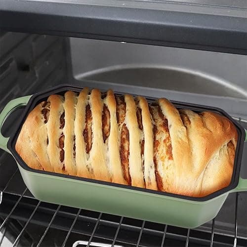 Flavehc Bread Pan Cast Iron Loaf Pan with Lid 9x5 Inch Bread Loaf Pan for Baking Bread Enameled Cast Iron Sourdough Bread Pan thumbnail 2