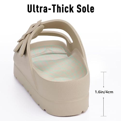 Goosecret Women's Comfortable Arch Support Walking Platform Sandals | Lightweight Chunky Slip-On Foam Slides with Adjustable Buckle, Sandals for Beach and Daily Wear thumbnail 7