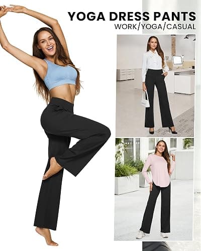 G4Free EverGoing Yoga Pants Women Wide Leg Pants with Pockets High Waist Stretch Dress Casual Sweatpants Petite/Regular/Tall thumbnail 4