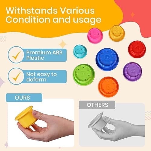 Tiny Tinker Stacking Cups Baby Toy Educational Cup Stacking Set 8-Pc Stackable Cups with Number Rainbow Nesting Cups for Babies 6-12 Months Stacking Cups for Toddlers 1-3 Perfect for Indoor/Outdoor thumbnail 6