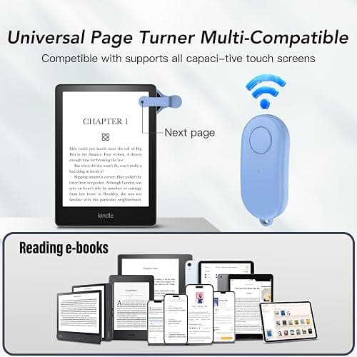 Remote Control Page Turner for Kindle Paperwhite Oasis Kobo eReaders,Kindle Clicker Page Turner Accessories for iPhone,iPad, Android Tablets Reading Novels,Video Record&Shutter Selfie (Blue) thumbnail 6