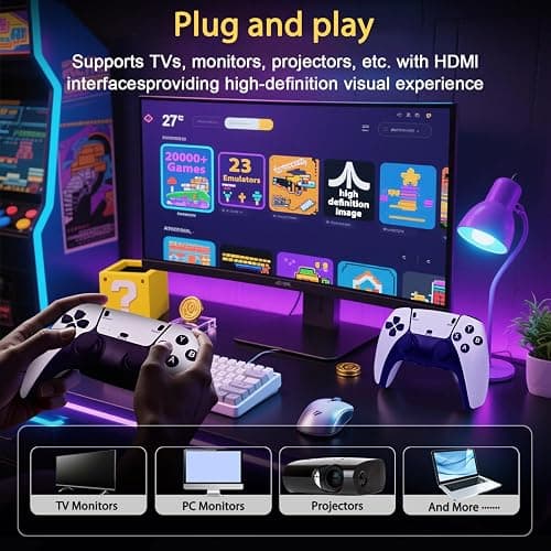 Wireless Retro Game Console Built-in 20000+ Games and 23 Emulators, 2026 New Plug & Play Retro Gaming Console with 4K Output & Dual 2.4G Controllers, Games Nostalgic Stick for Christmas Gift (64GB) thumbnail 3