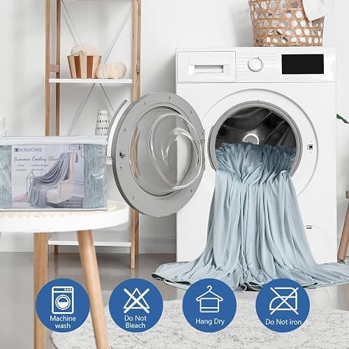 CHOSHOME Cooling Blanket for Hot Sleepers - Summer Blanket Thin Soft Lightweight Breathable Double Side Enhanced Cooling for Hot Flashes, Night Sweats, Bed, Couch (Ice Blue, 90 x 108 inches) thumbnail 6