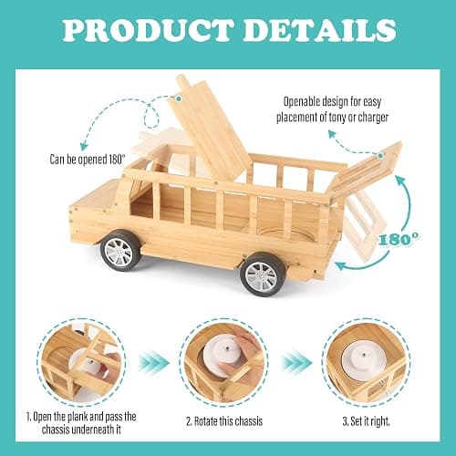 Bus for TonieBox 1/2 Shelf Storage Organizer Holder for Tonies Figures | Wooden Car Shelf Magnetic for Tony Box Display for 35 Tonie Characters(with 35Pcs DIY Magnetic Adhesive Metal Plate) thumbnail 7