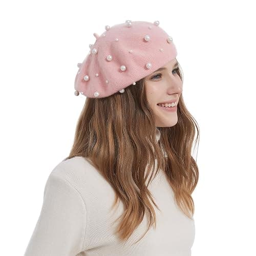 ZARSIO Women Beret Pearl Elegant Sweet Artist French Style Beret Beanie Cap thumbnail 6