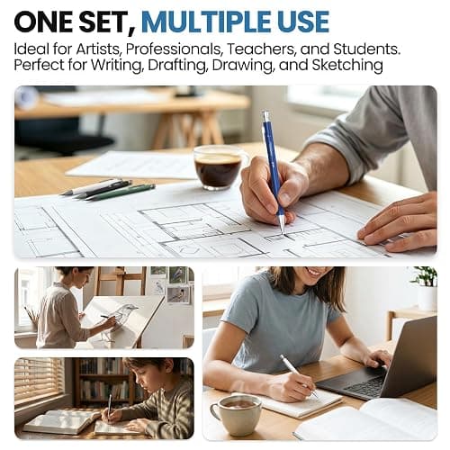 WUO 0.7mm Mechanical Pencil Set with Case, 4PCS Metal Mechanical Pencils with Eraser Pen, 480 HB Lead Refills, 3 Erasers, 11 Eraser Refills, Artist Drafting Pencils for Writing, Drawing, Sketching thumbnail 6