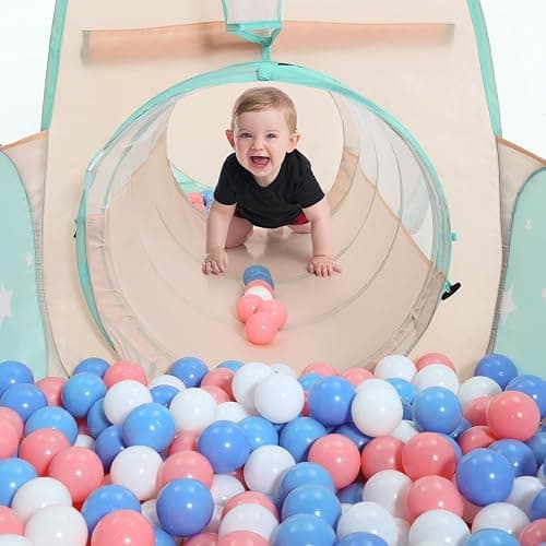 SISTICKER 3 in 1 Kids Play Tent with Baby Ball Pit and Play Tunnel, Toddler Climbing Toys for Boys, Girls, Babies, Indoor Outdoor Pop Up Playhouse Tunnel Toys (Balls NOT Included) thumbnail 3
