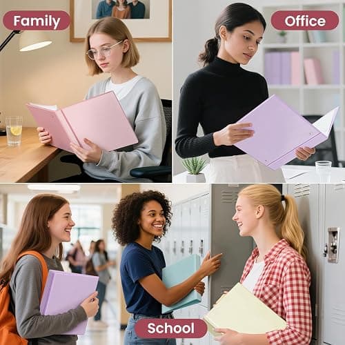 SUNEE 3 Ring Binder 1 Inch D Ring, Clear View Binder Three Ring PVC-Free (Fit 8.5x11 Inches) for School or Office Supplies, Pastel Blue, 1 Pack thumbnail 7