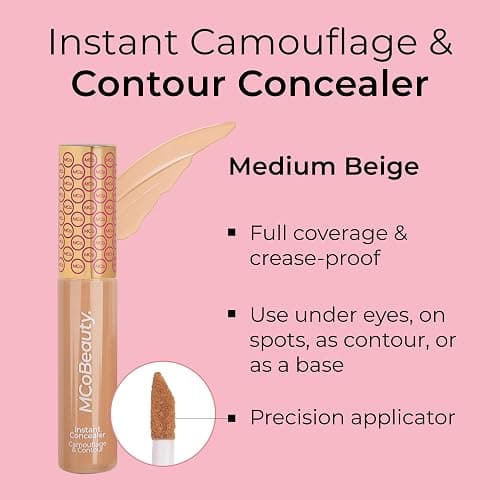 MCoBeauty - Instant Concealer Camouflage and Contour - Full Coverage Cream Formula - Medium Beige Shade - Conceals, Highlights and Contours - Concealers & Neutralizing Makeup thumbnail 2