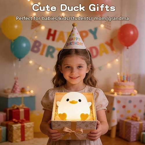 FAMIDUO Duck Lamp, Cute Pea Duck Night Light, 2 Levels Dimmable Ducky Night Lamp, LED Squishy Animal Light for Kids Sleep, Rechargeable Bedside Touch Silicone Lamp, Unique Dorm Decor Gift Toy thumbnail 5