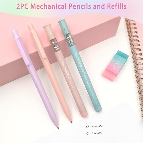 52Pcs Aesthetic School Supplies Set,Bible Study Supplies Journaling Kit for Women,with Large Iridescent Pencil Case, journal notebook,No Bleed Highlighters and Pens,Sticky Notes, (Rainbow-colored) thumbnail 4