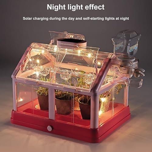 EXBEPE Kids Plant Growing Kit Greenhouse Growing Set Terrarium Kit Kids Science Educational DIY Plant Gardening Toy, Living Greenhouse with Solar Panel, Indoor Gardening Kit thumbnail 5
