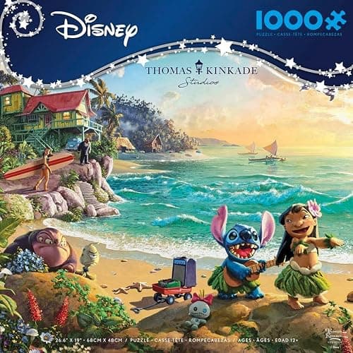 Ceaco - Thomas Kinkade Disney - Lilo and Stitch - 1000 Piece Jigsaw Puzzle | Thomas Kinkade Disney Art, Made in USA, Recycled Board, Finished Size 26.6 x 19 in, Includes Poster, Frameable Art, Giftable thumbnail 3