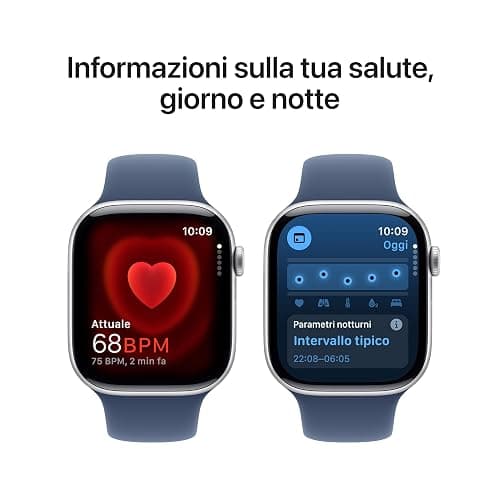 Apple Watch Series 10 GPS 46 mm Smartwatch con cassa in alluminio e cinturino Sport Loop Denim - M/L. Fitness tracker, app ECG, display Retina always-on, Carbon Neutral thumbnail 5