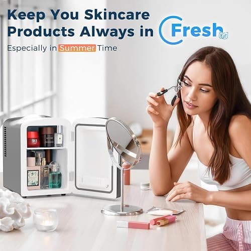 Antarctic Star Compact Refrigerator, Portable Mini Fridge, Skin Care 4L Capacity/6 Cans, for Bedroom, Car, Office & Dorm, Small Cooler for Cosmetics, Magnetic Brushed Stainless Steel Door,Black thumbnail 7