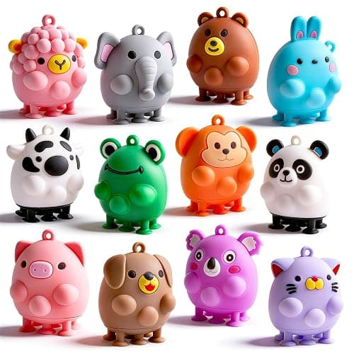 12 PCS Animal Pop Suction Fidgets Toys, Toddler Travel Toys for Airplane Car Activities Essential, Party Favors for Kids, Goodie Bags Stuffers for Kids, Toddler Bath Toys, Birthday Gifts for Boy Girls - Image 1