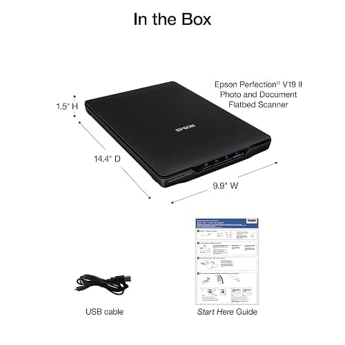Epson Perfection V19 II Flatbed Photo Scanner 4800 dpi Optical Resolution | USB Power High-Rise Removable Lid for Documents and Old Pictures to Digital Conversion thumbnail 4