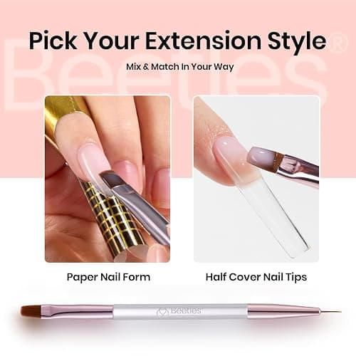 Beetles Hard Gel for Nails Kit,3 Colors Clear Nude Jelly White Sculpted Gel,Nail Extension,Sculpting,with Long Square Half Cover Nail Tips for Salon Pros Women,Nude&Clear Builder Gels,UV&LED Cured thumbnail 3