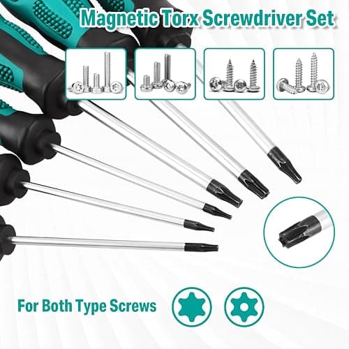 Magnetic Torx Screwdriver Set 12pcs, T5 - T40 Tamperproof Torx Driver Star Screwdriver Set with Magnetizer & Demagnetizer, Chrome Vanadium Steel Made thumbnail 3