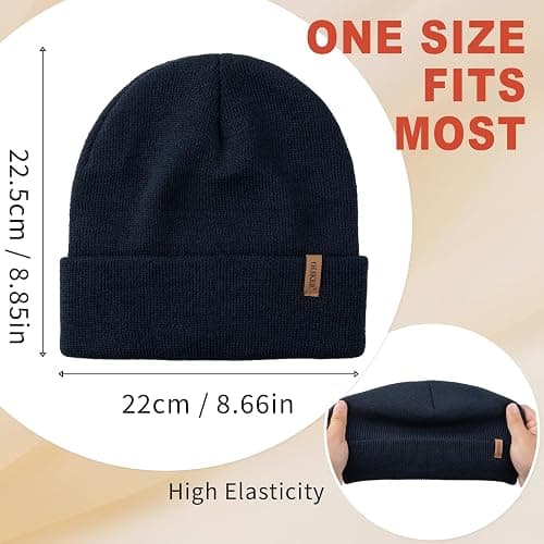 OLIKER 3 Pack Beanie for Men Women, Winter Double Layer Warm Hat Skull Cap thumbnail 2