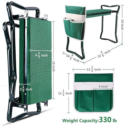 BESTHLS Garden Kneeler and Seat - Heavy Duty Folding Stool with Thick Pad, Tool Pouch, 330 lbs Capacity - Knee & Back Support, Perfect for Seniors, Women, Men thumbnail 3