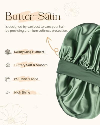 YANIBEST Silk Bonnet for Sleeping Women, Double Layer Hair Satin Bonnets with Elastic Band, Sleep Cap Curly Natural Hair thumbnail 3