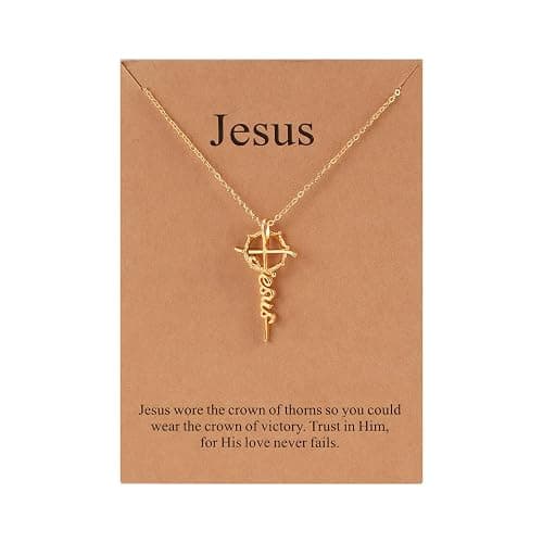 Lcherry Faith Necklace Cross Crown Necklace for Women Religious Jewelry Christian Baptisms Gifts for Women - Image 1