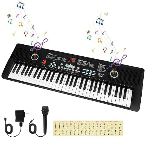 61 key keyboard Piano,Portable Electronic Digital Piano,Built In Dual Speakers,External Microphone,Power Plug,Rich Teaching Content,Multi-Functional Electronic Piano Suitable For Beginners kkek5 - Image 1