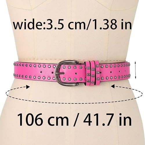 BODIY Rivet Leather Belt Black Vintage Waist Belts Y2K Wide Belts Western Studded Belt for Women thumbnail 5