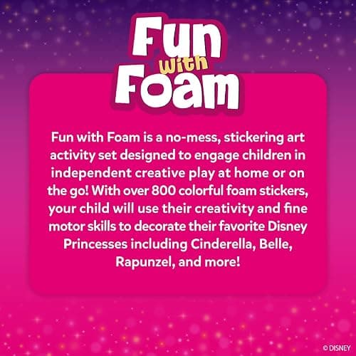 Skillmatics Foam Sticker Art – Disney Princess, 800+ 3D Foam Stickers, Mess-Free Fun for Kids, DIY Felt Craft Kits, Gifts for Fans of Cinderella, Belle, Rapunzel, Ages 3, 4, 5, 6, 7 thumbnail 7