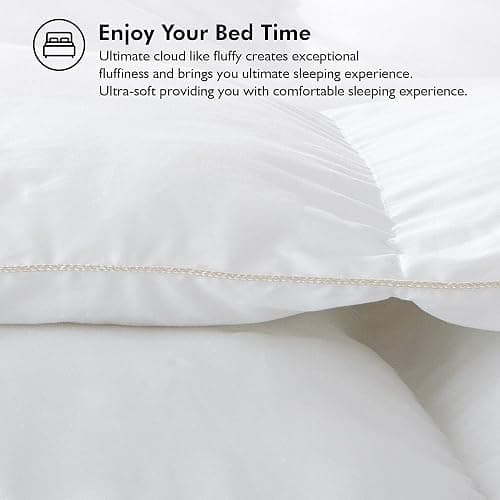 Luxurious Oversize California King 108" x 98" Size Goose Down Fiber Waterfowl Feather Fiber Comforter Duvet, 100% Egyptian Cotton Cover, 68 oz. Fill Weight, Baffle Box Design, White Solid thumbnail 7