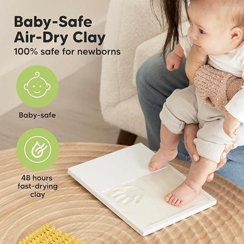 Baby Hand and Footprint Kit - Quick Dry Clay Baby Footprint Kit, Newborn Keepsake, Nursery Picture Frame for Boys, Girls, Personalized Gifts for Shower & Registry, New Mom Gift (Alpine White) thumbnail 3