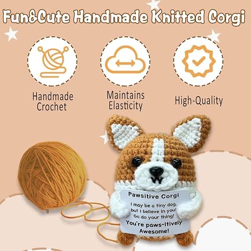 Zelaxeyi Corgi Gifts for Corgi Lovers,Positive Crochet Animals,Inspiring Mini Cute Corgis Decor Gifts for Good Friends thumbnail 7