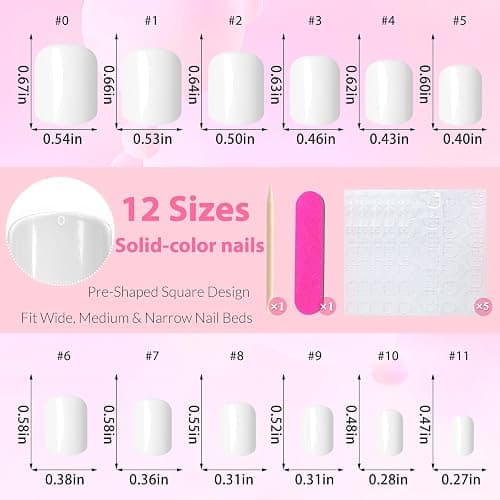 EternalClassic White Press on Nails Short Fake Nails, 240PCS Square Press ons Acrylic Nail Press ons with Adhesive Taps Stick on Nails for Women thumbnail 4