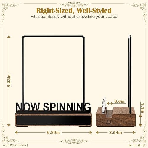 VAEKUCEAN RGB Now Spinning Vinyl Record Stand | Vinyl Record Holder, RGB Rhythm Light Bar, Light up Holder for Record Album Display and Storage, Gift for Album, LP Lovers thumbnail 2