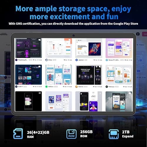 2026 10 Inch Tablet with Keyboard, Android 15 Tablet with Gemini AI, 24GB+256GB+2TB Expand, 2-in-1 Tablets with 8-Core, WiFi, 8000mAh, GMS, GPS, Electronic Tablets PC with Mouse, Case, Stylus (Black) thumbnail 3