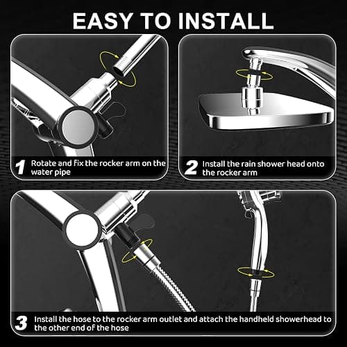 Rain Shower Head with filtered Handheld High Pressure rainfall Shower Heads with Handheld Spray Combo Adjustable one-piece stand daul shower head Built-in Magnetic Docking and Power Jets thumbnail 9